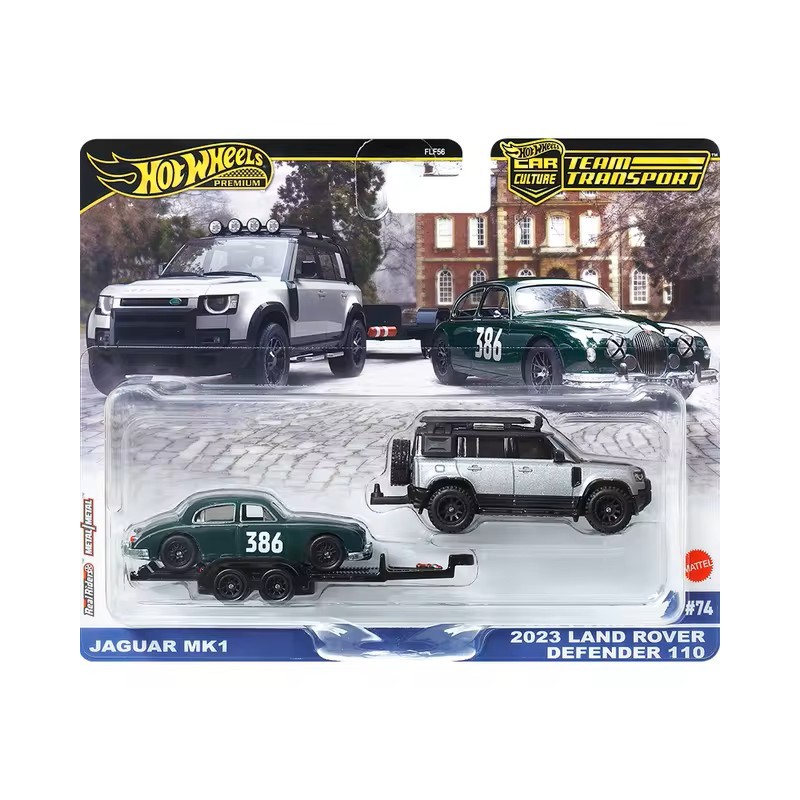 Hot Wheels Team Transport Jaguar MK1 & 2023 Land Rover Defender 110