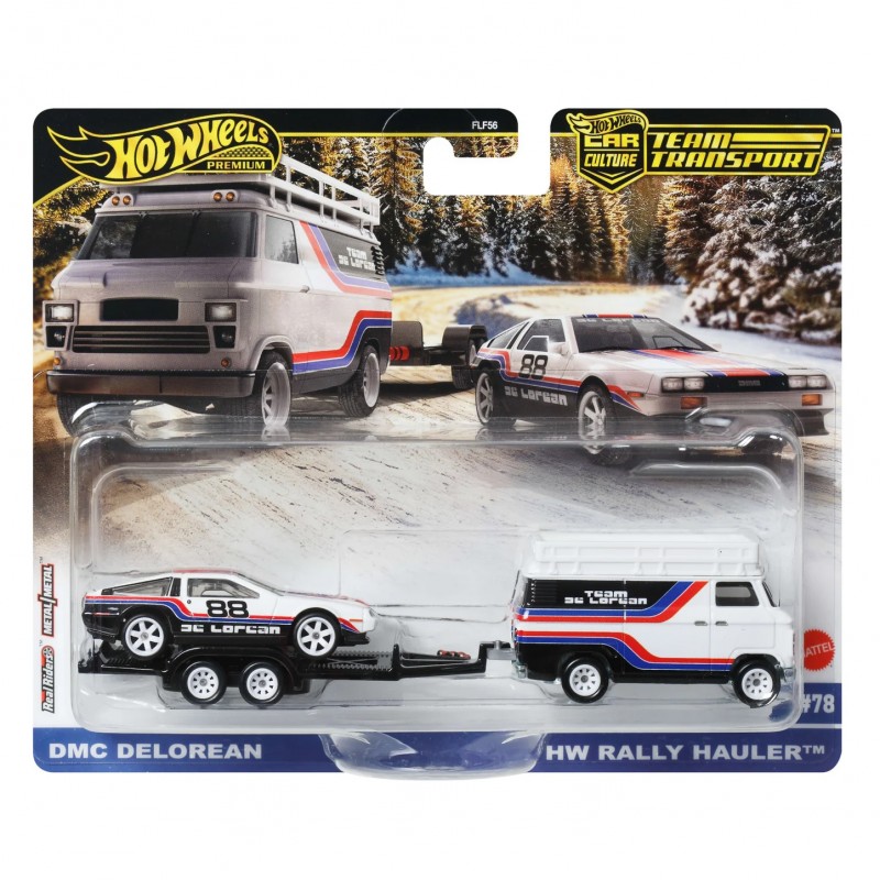 Hot Wheels Team Transport DMC Delorean & Hw Rally Hauler