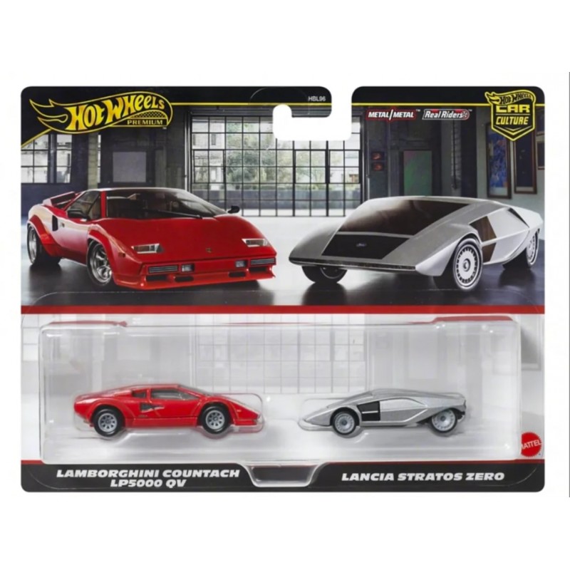 Hot Wheels Premium 2 Pack Lamborghini Countach LP5000 QV & Lancia Stratos Zero