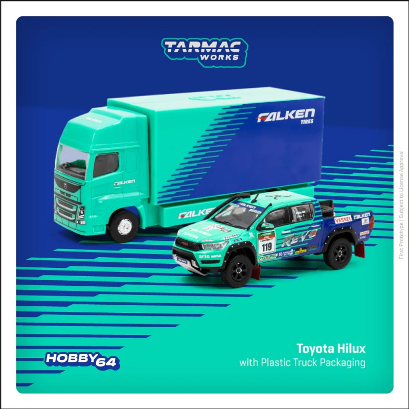 Tarmac Works 1/64 2017 Toyota Hilux AXCR With Falken Truck