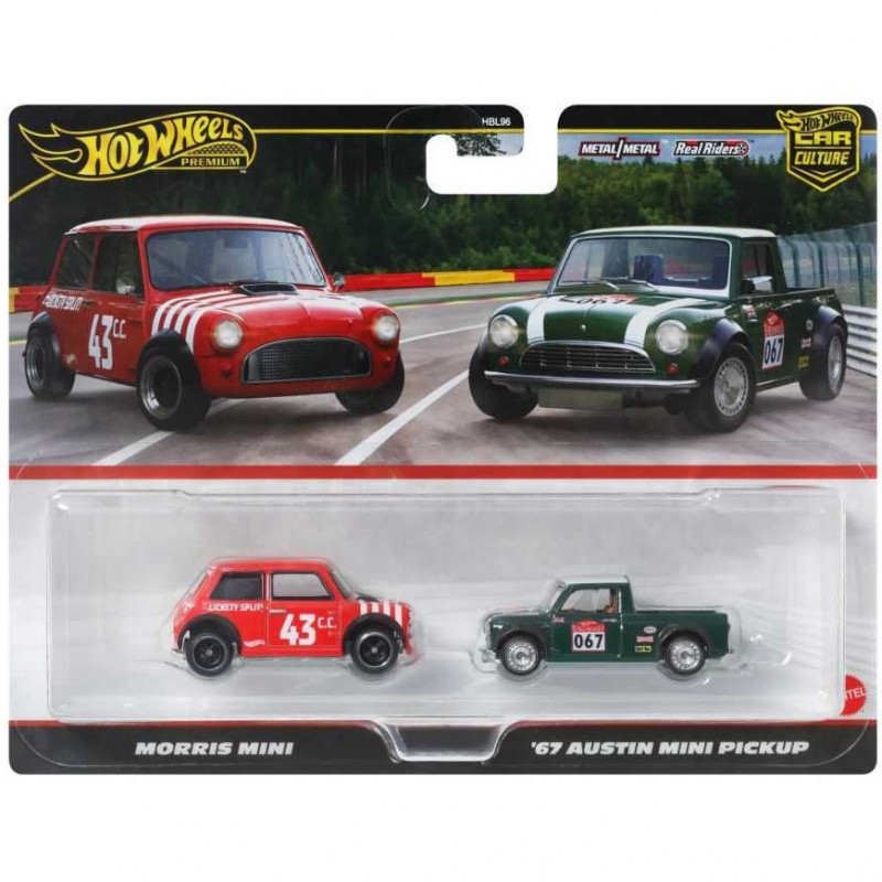 Hot Wheels Premium 2 Pack Morris Mini & '67 Austin Mini Pickup