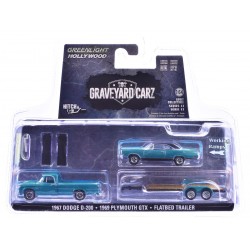 Greenlight 1969 Plymouth GTX & 1967 Dodge D-200 & Flatbed Trailer