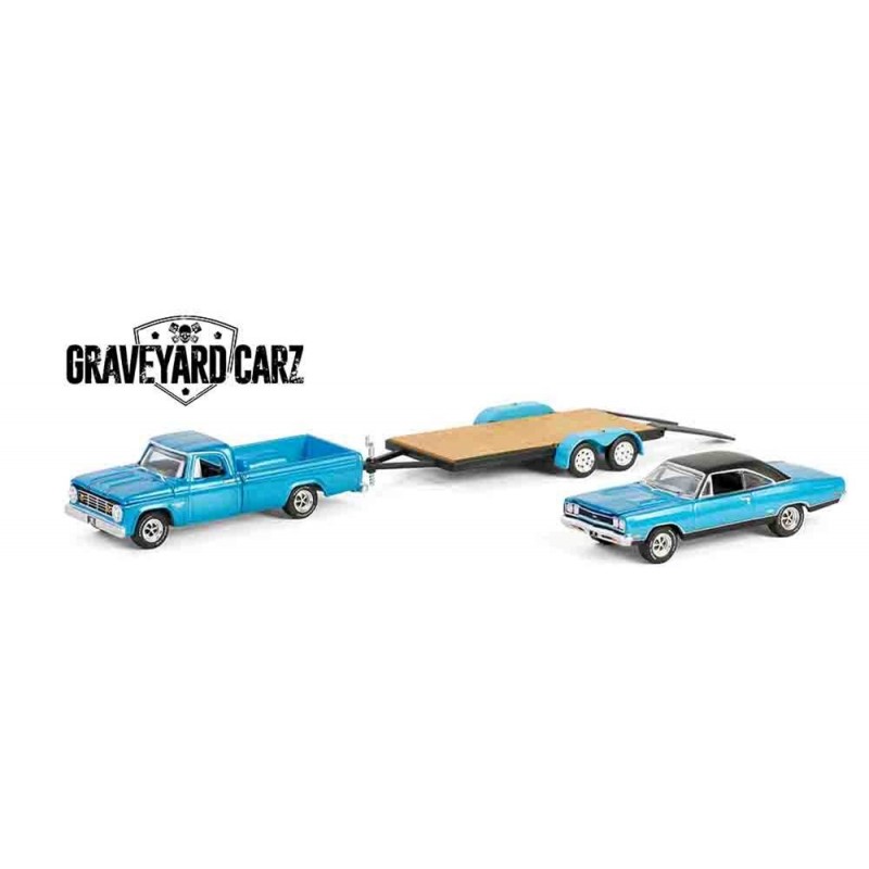 Greenlight 1969 Plymouth GTX & 1967 Dodge D-200 & Flatbed Trailer