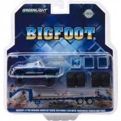 Greenlight Ford F250 Bigfoot nº 1 Monster Truck con Trailer y Juego de Ruedas