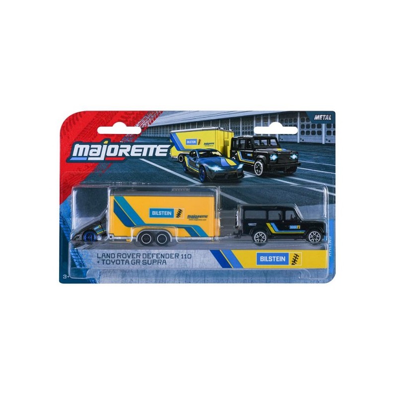Majorette Race Trailer Land Rover Defender 110 & Toyota GR Supra