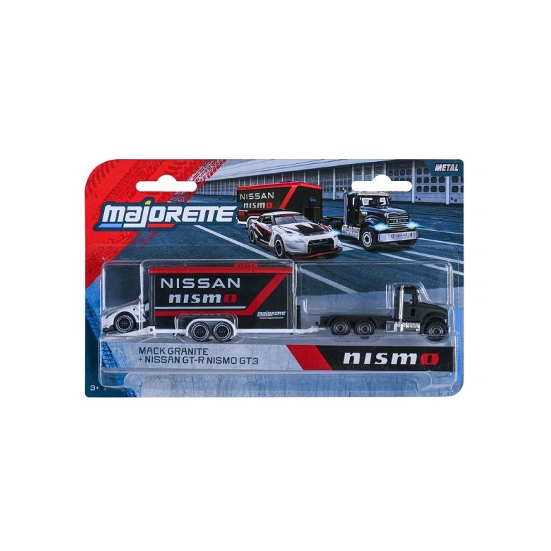 Majorette Race Trailer Mack Granite & Nissan GT-R Nismo GT3