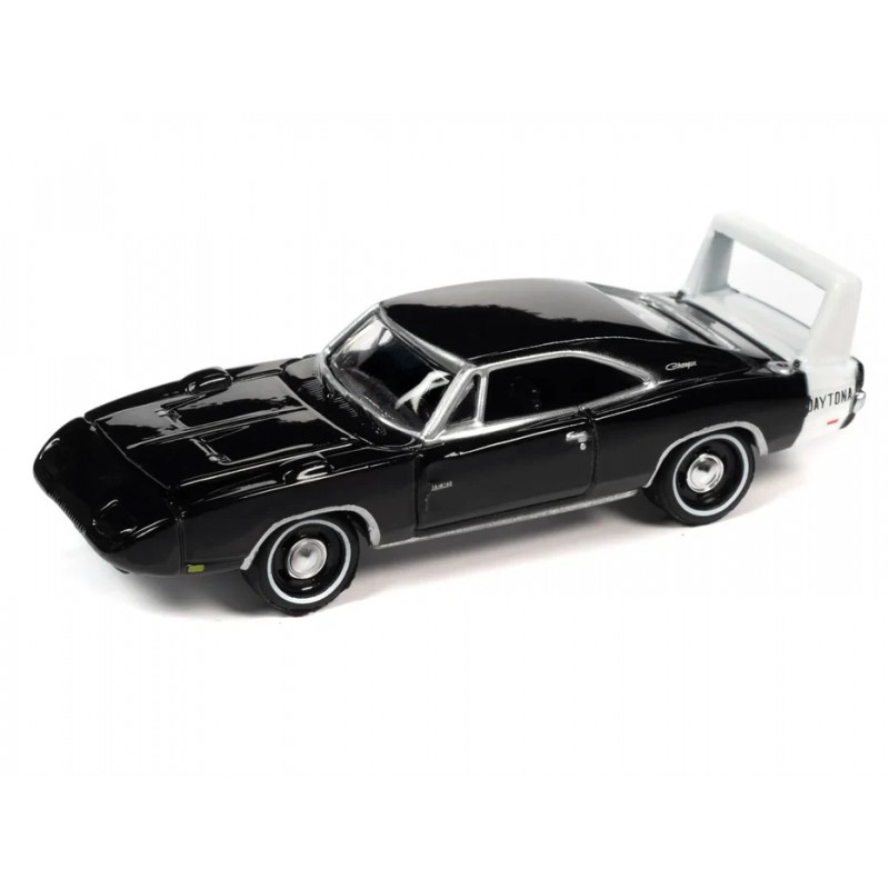 Johnny Lightning 1969 Dodge Charger Daytona - Gloss Black with White Rear Stripe
