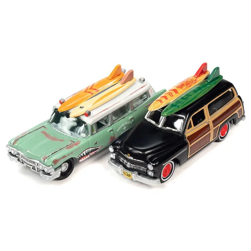 Lot Johnny Lightning 1/64 - Mercury Woody Wagon 1950 + Cadillac Ambulance 1959