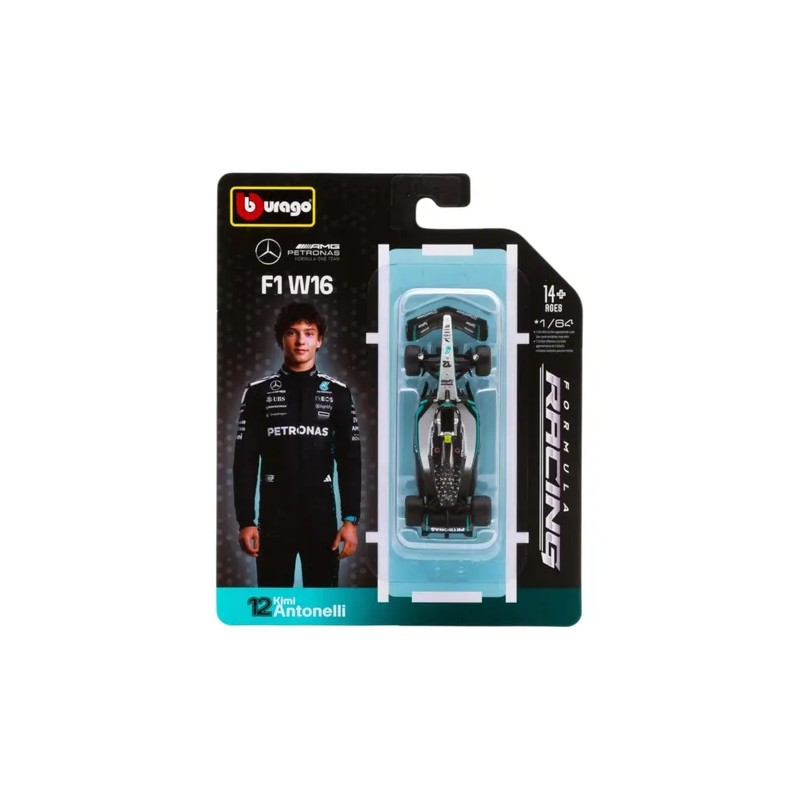 Burago 1/64 AMG Petronas F1-W16 Kimi Antonelli Formula 1