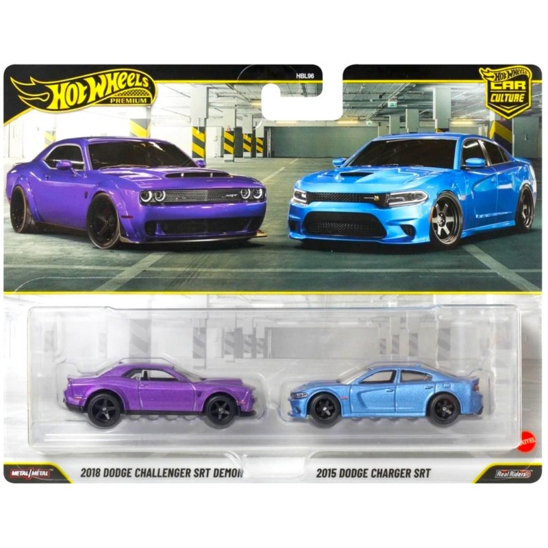 Hot Wheels 2 Pack 2018 Dodge Challenger SRT Demon & 2015 Dodge Charger SRT